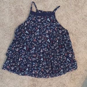 A&F Layered Blue Floral Top